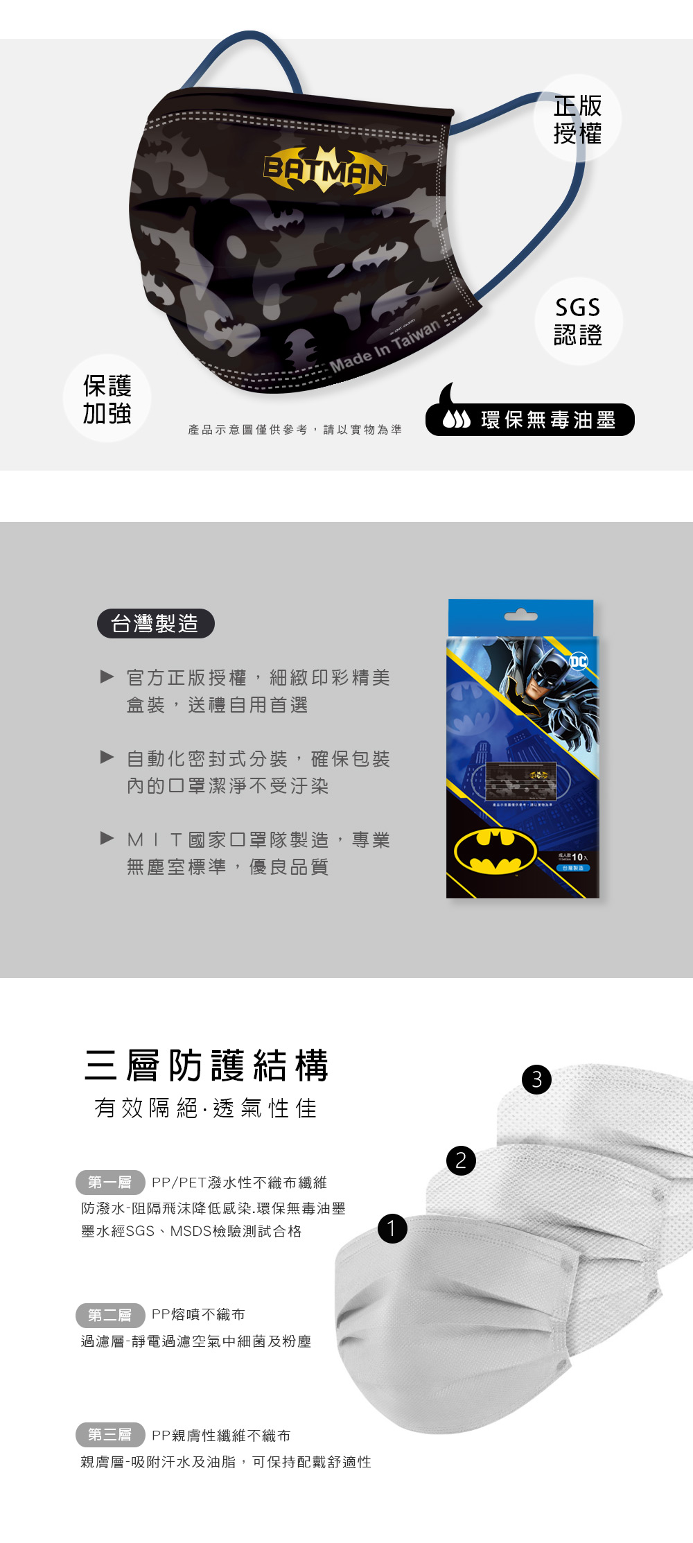 蝙蝠俠系列口罩-(10入x3盒)-09