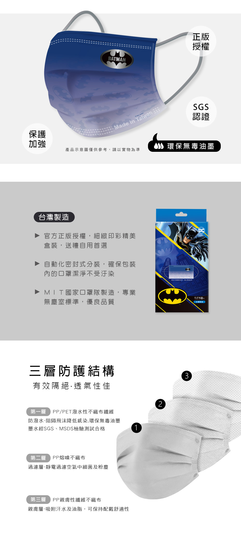 蝙蝠俠系列口罩-(10入x3盒)-10