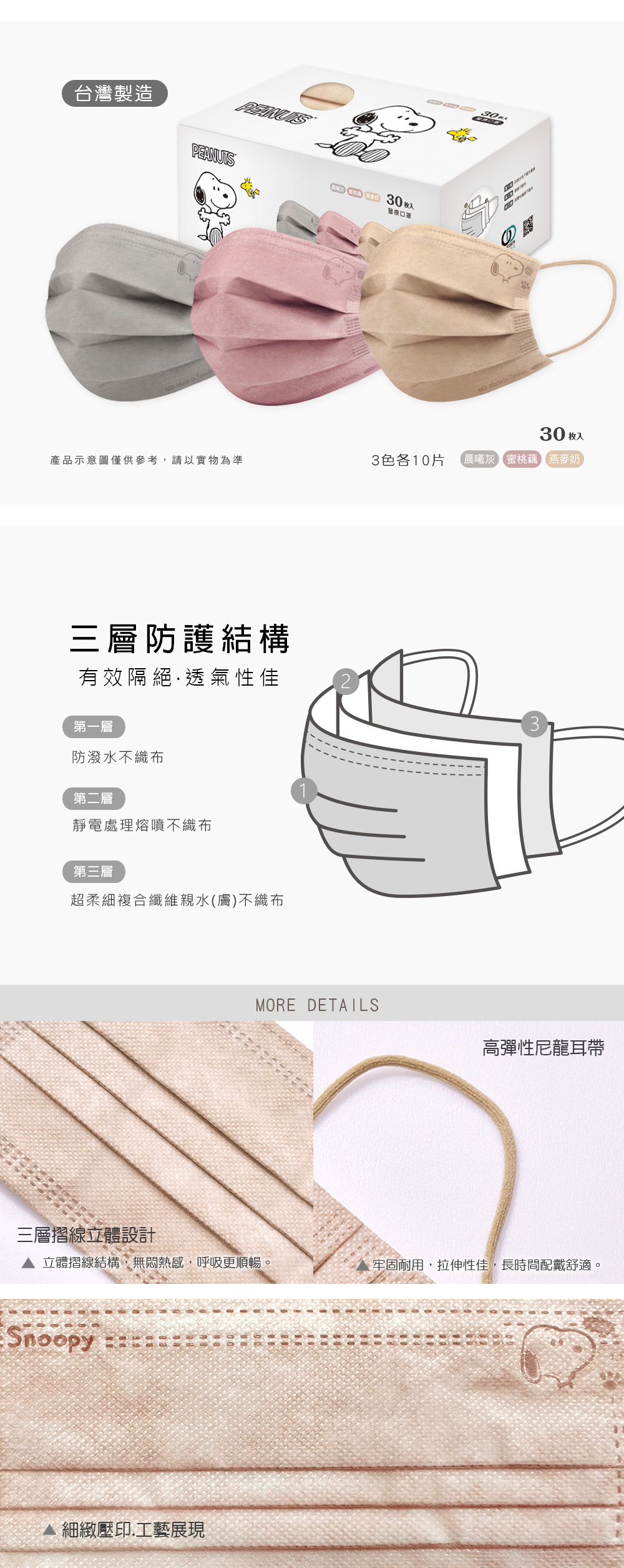 史努比成人口罩(30入)-01